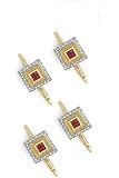 Solid 14k Gold And Diamond Ruby Stud Set (4)