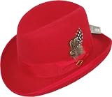 Stacy Adams Red 100% Wool Felt Godfather Hat