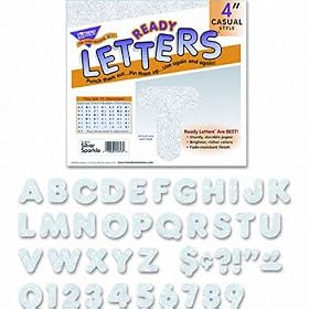 TREND T1613 - Ready Letters Sparkles Letter Set, Silver Sparkle, 4h, 71/Set-TEPT1613