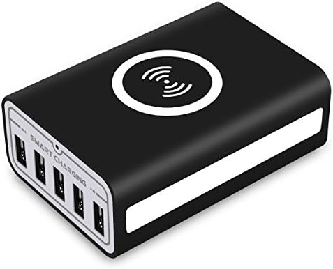 Hamaker 5-Port 35W High Speed Desktop Charger Compatible with Qi-Enabled Wireless Charging Pad for Smart Phones (H-7)