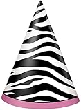 Zebra Print Party Hats, 8ct
