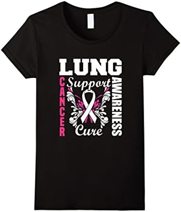 Women's Lung Cancer Awareness Faith Hope Love Support Cure T-Shirt Large Black