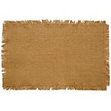 Burlap Natural Cotton Fringed Placemats (Set of 4) 12x18" each