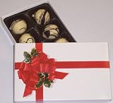 Scott's Cakes White Chocolate Truffles 1/2 Pound Ribbon n Holly Box