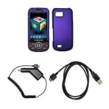 Premium Purple Rubberized Snap-On Cover Hard Case Cell Phone Protector + Snap-On Removal Tool + Rapid Car Charger + USB Data Charge Sync Cable for Samsung Behold 2 T939