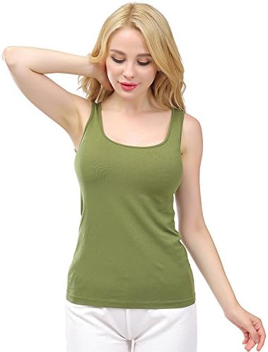 Ladies Seamless spandex O-neck Camisole Tank Top,One Size,Olive Green