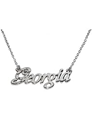 Name Necklaces Georgia - Personalized Necklace White Gold Plated 18K, Belcher Chain, 2mm Thick