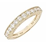 0.70ct Diamond Milgrain Edge Wedding Anniversary Band Ring Antique Style 14K Yellow Gold (VS Clarity, F Color)