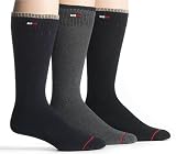 Tommy Hilfiger Mens Flat Knit Crew Socks, Black/Navy/Charcoal, 3-Pack