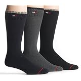 Tommy Hilfiger Men's Flat Knit Crew Socks, 10-13 Black/Navy/Charcoal, 3-Pack