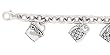 SILVER HAND BAGS CHARM 7 1/4" BRACELET