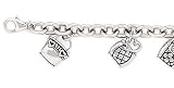 SILVER HAND BAGS CHARM 7 1/4" BRACELET