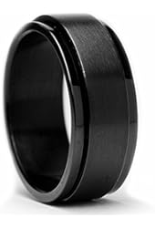 8MM Black Stainless Steel Spinner Ring Sizes 6 to 15