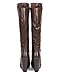 Breckelles DE11 Women Knee High Leatherette Platform Zip Wedge Boot - Brown