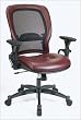 Matrex Back Managers Chair with Burgundy Leather Seat, Adjustable Arms and Gunmental Finish Metal Base By Office Star