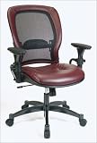 Matrex Back Managers Chair with Burgundy Leather Seat, Adjustable Arms and Gunmental Finish Metal Base By Office Star