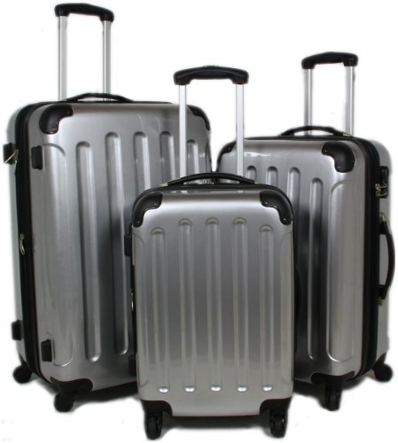 SILBER 3 tlg. Reisekofferset (XL/L/Boardcase) Koffer Kofferset Trolley Trolleys Hartschale
