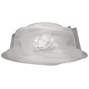 White Fancy Church Hat With Flower & Netting