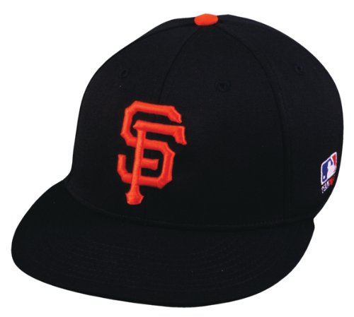MLB BAMBOO-FLAT BRIM Flex FITTED Md/Lg San Francisco GIANTS Home BLACK Hat Cap