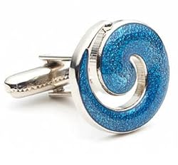 Blue Enamel Spiral Cufflinks
