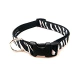 Small Black/White Zebra Dog Collar: 5/8" wide, Adjusts 10-14".