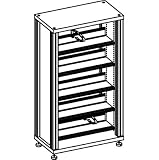 SALAMANDER DESIGNS SMS40 W/A SYNERGY 6-SHELF MEDIA STORAGE STAND W/ WALNUT WOOD BASE AND TOP, BLACK SHELVES AND SATIN ALUMINUM TUBES