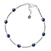 Sterling Silver Beaded Blue Denim Lapis Anklet