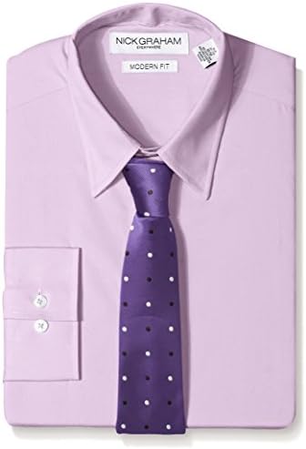 Nick Graham Everywhere Men's Light Solid Dress Shirt with Two Ties, Purple, Large