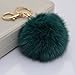 Gold Plated Keychain with Plush Cute Genuine Rabbit Fur Key Chain for Car Key Ring or Bags