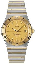 1202.10.00 Omega Constellation Automatic Chronometer Men's Brushed Steel Watch Two Tone Champagne Full Gold Bars Watch