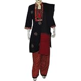 India Salwar Kameez Cotton Printed Embroidered Dress Size L