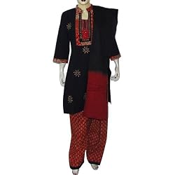 India Salwar Kameez Cotton Printed Embroidered Dress Size L (slk423a)