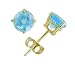 14K Yellow Gold Four Prong 7mm Round Blue Topaz Stud Earrings