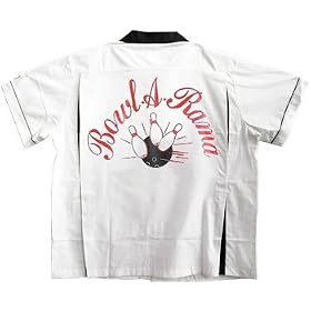 Bowl-A-Rama Bowling Shirt White and Black Classic