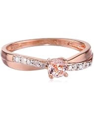 Rose-Gold Flashed Silver Diamond and Morganite Twisted Ring (0.04cttw, G-H Color, I2-I3 Clarity)
