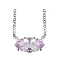 Ze Sterling Silver 2.9ct 14x7 Marquise Rose De France Amethyst Necklace