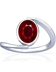 14K White Gold Oval Cut Ruby Solitaire Ring