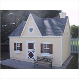 Little Cottage Company Large 10 x 12 Victorian Playhouse Kit with No Floor VPK Chimney: None, Deck and Painted Rail: Yes, Loft: None