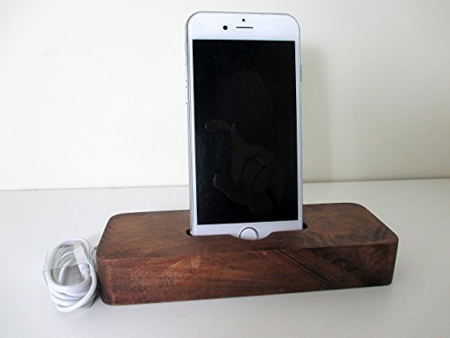 iPhone Charger Chilean Oak Wood Stand, Handmade iPhone Wooden Cell Phone Docking Station, USB Apple Cable, iPhone 3,4,5,6 (S and Plus)