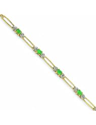 1 Carat 14K Gold Diamond and Emerald Bracelet