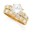 14K YELLOW GOLD AND AND CZ WEDDING SET RING (2PC), 2.92CT