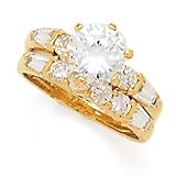 14K YELLOW GOLD AND AND CZ WEDDING SET RING (2PC), 2.92CT