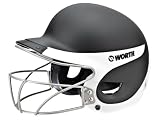 Worth Rubberized Matte Finish Liberty Pro WLPRO Batting Helmet with Face Guard Attached