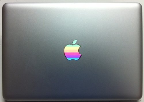Retro 1980s Rainbow Apple MacBook Vinyl Decal Sticker (fits Air, 11
