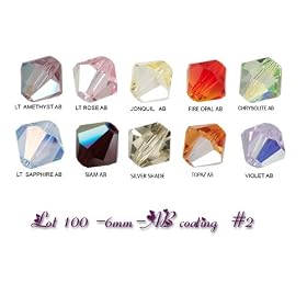Wholesale lot 100 bicone 6MM 5301 Swarovski Crystal Beads 10 colors with AB special coating (#2).