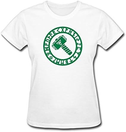 Keke Women's Tshirt Thors Hammer Runes Size XS White