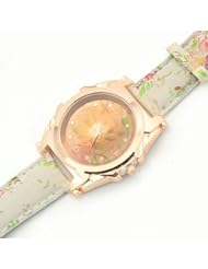 Mint Green and Pink Floral Watch with Rose Gold Faceplate