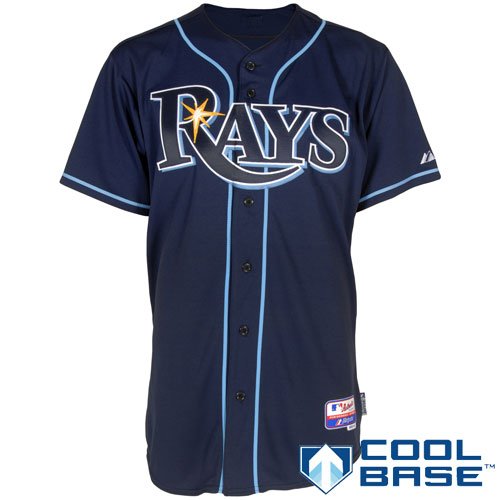MLB Men's Tampa Bay Rays Six Button Cool Base Authentic Alternate Jersey (Navy, 52/XX-Large)