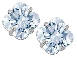 2.00 cttw Genuine Aquamarine Clover Cut Earrings in 14k White Gold