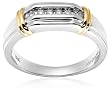 14k Two Tone Gentlemen's Diamond Ring (1/8 cttw, I Color, I1 Clarity)